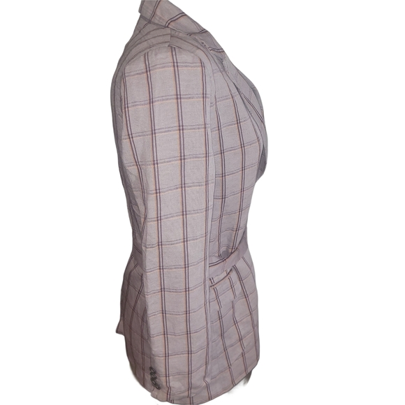 Frank & Oak Plaid Linen Blend Blazer with Matching Belt M - Picture 5 of 8